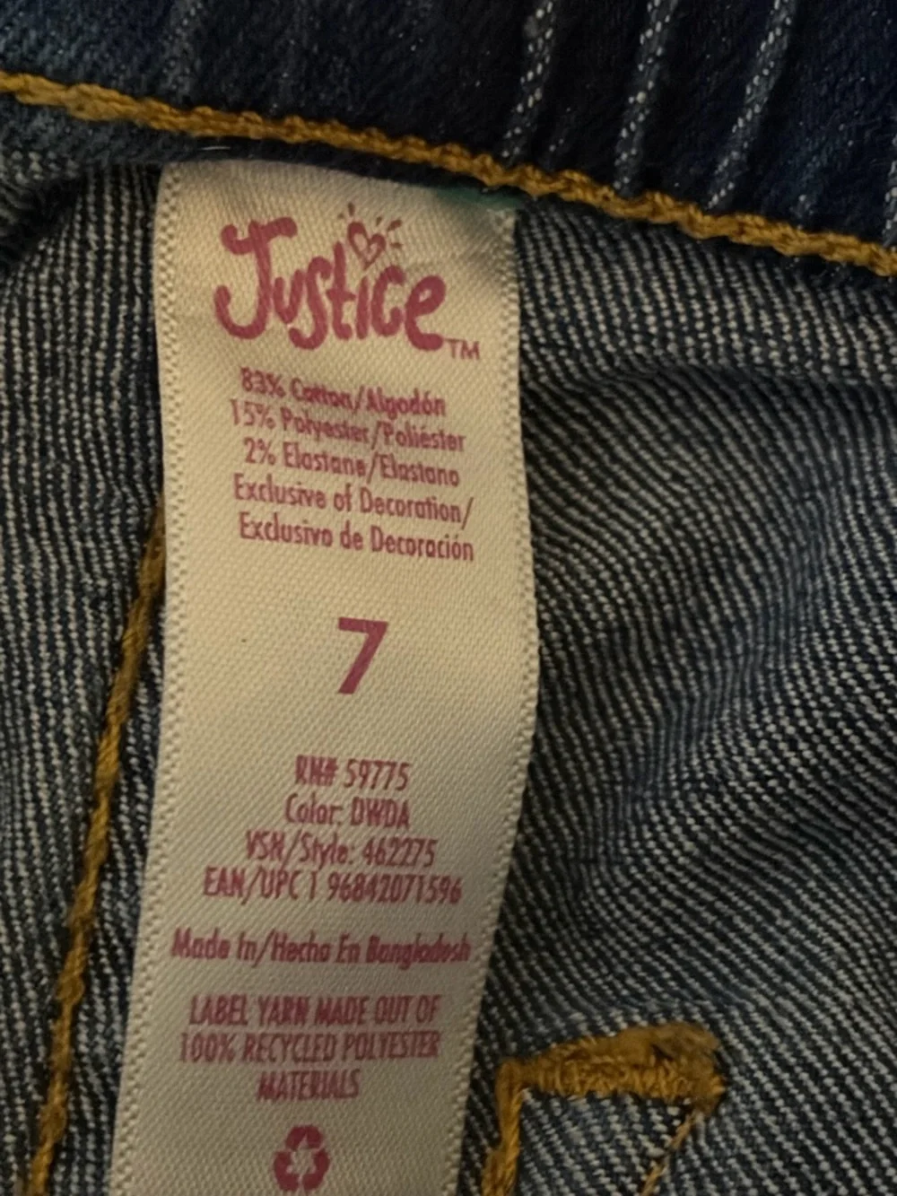 JUSTICE Girls Cargo Wide Leg Jeans w/ Belt- Size 7 - Picture 6 of 6